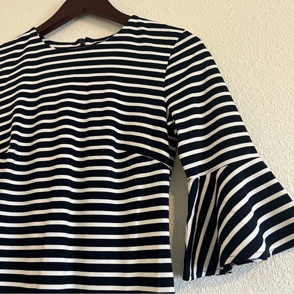 NWT Banana Republic Ruffle Sleeve Dress Size 4 Navy and White Stripped - Picture 4 of 11